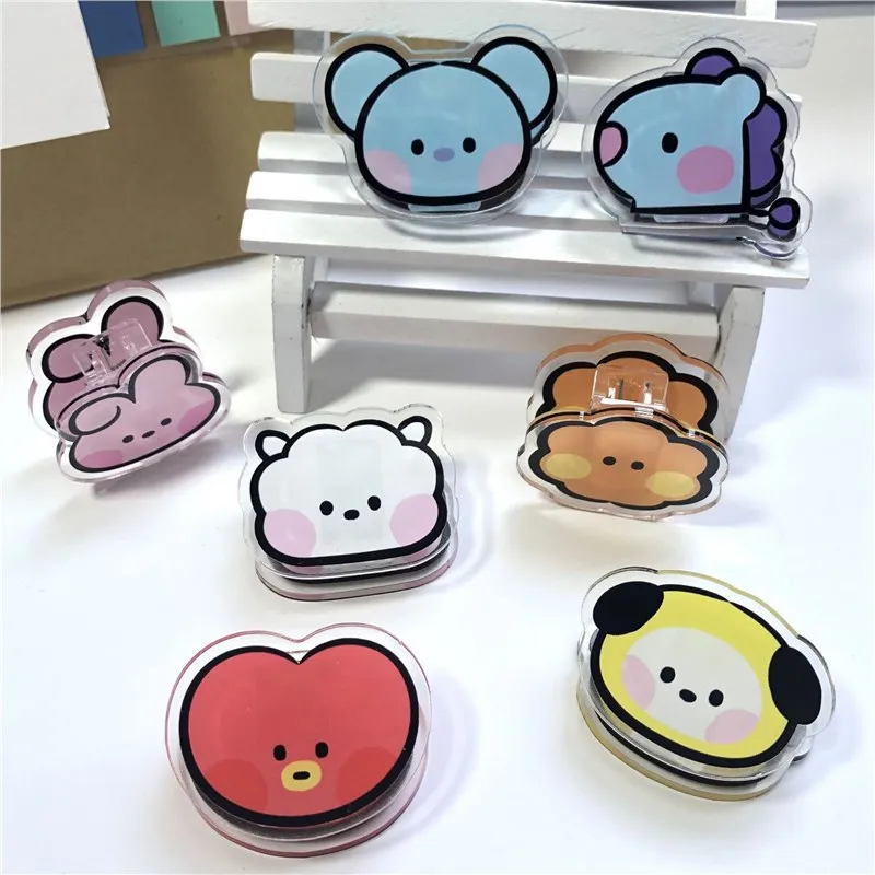 Tippet Line - คลิปหนีบกระดาษอะคริลิค BT21 น่ารัก พร้อมสมุดบันทึก คลิปสองด้าน พกพาสะดวก