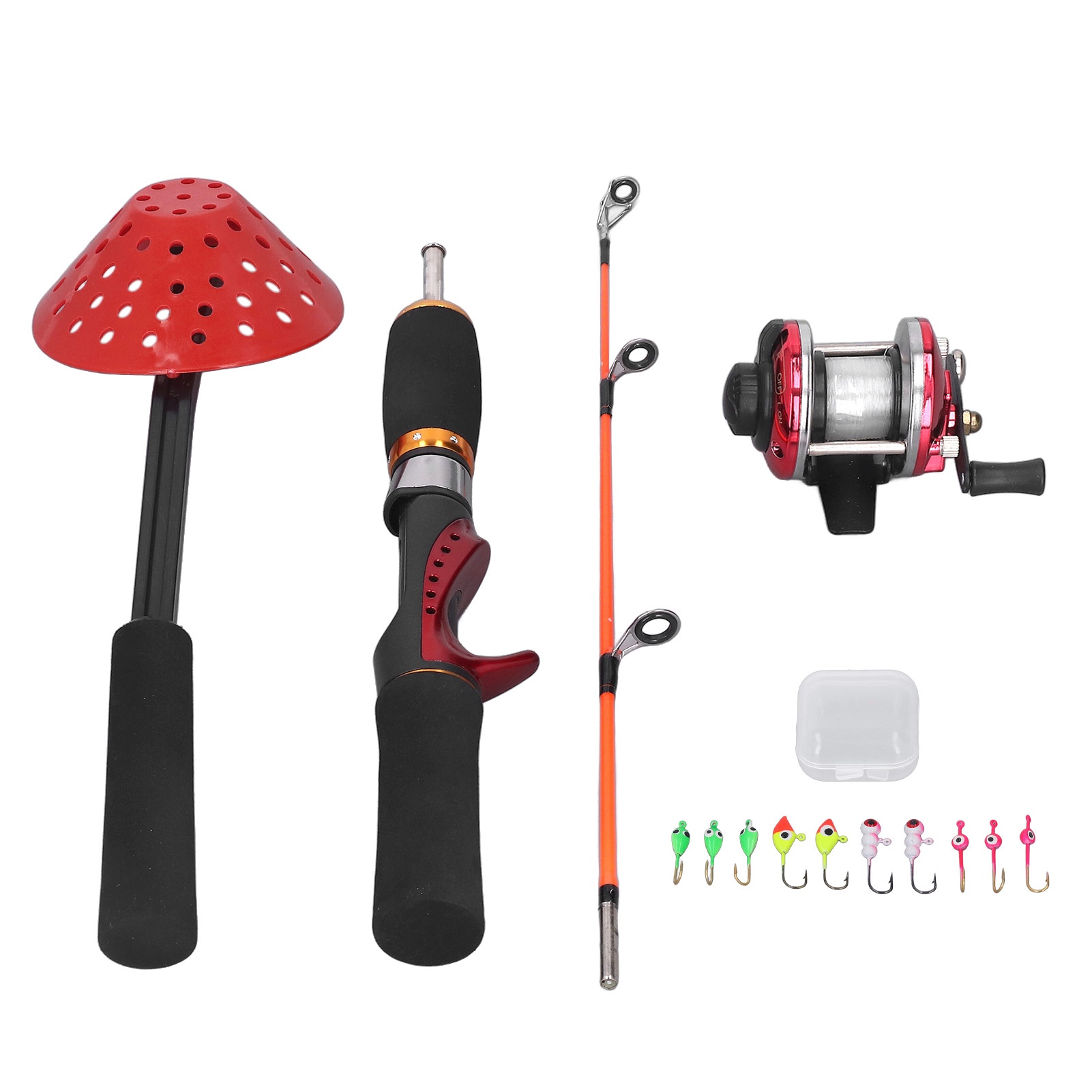 Ice Fishing Line - ชุดอุปกรณ์ตกปลาน้ำแข็งสำหรับฤดูหนาว ประกอบด้วยคันเบ็ด รอกเบ็ด สายเบ็ด ตะขอเบ็ด และที่ตักน้ำแข็ง