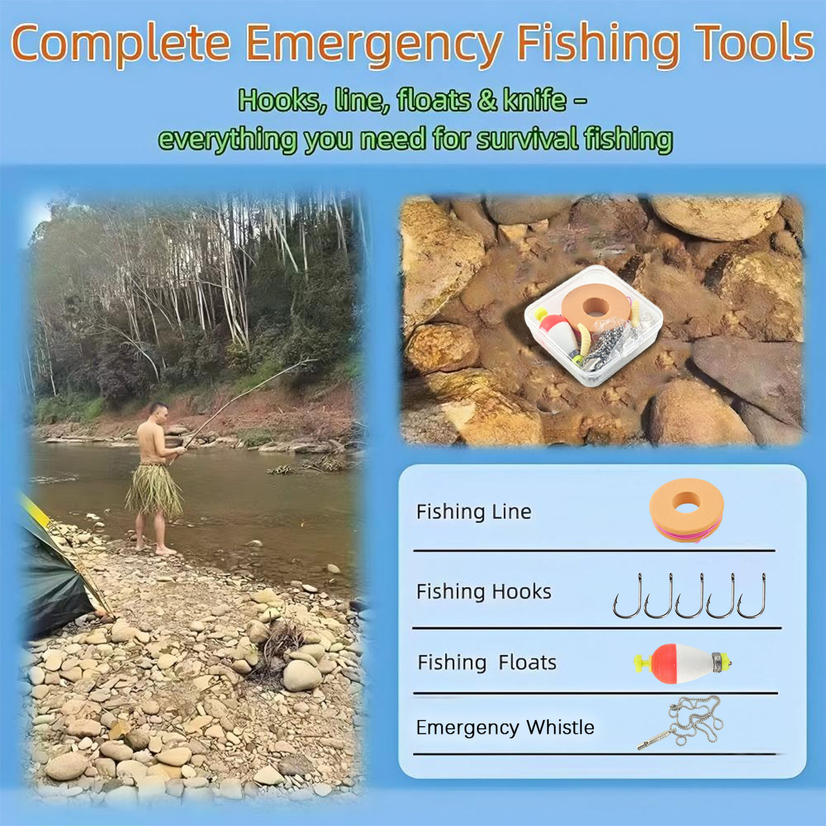 ชุดอุปกรณ์ตกปลาฉุกเฉินแบบพกพา， - Fishing Line Box บทวิจารณ์และราคา